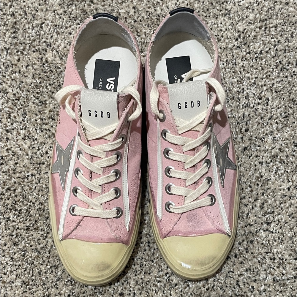 Golden Goose Pink and Silver VStar Sneakers